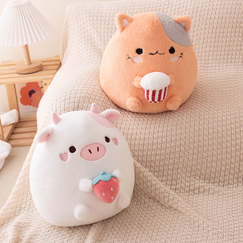 Popcorn Cat & Strawberry Cow Plush
