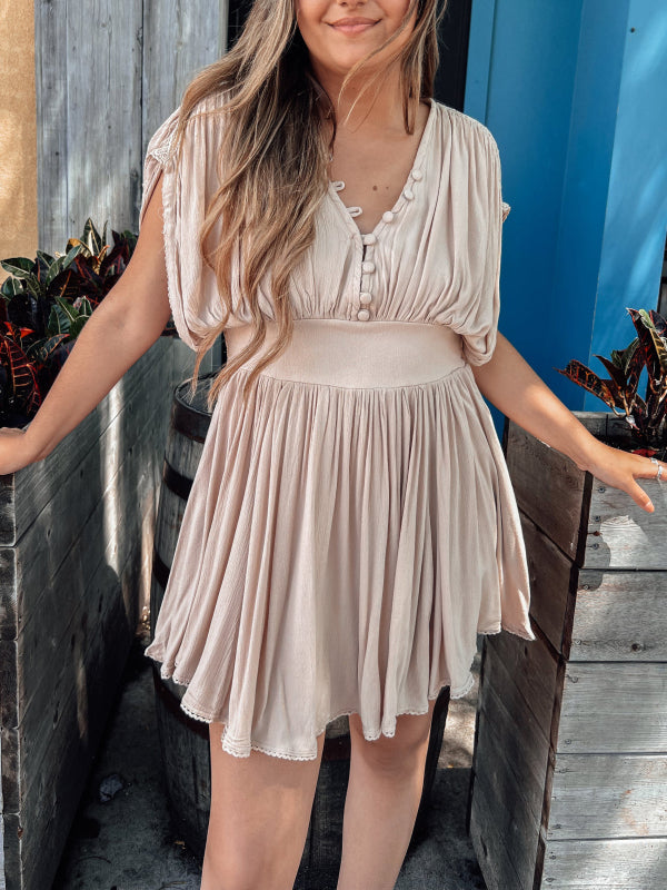 ✨Folds Button Elegant Casual Mini Dress