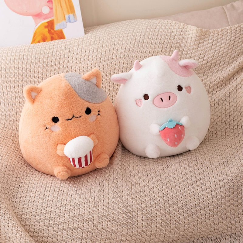 Popcorn Cat & Strawberry Cow Plush