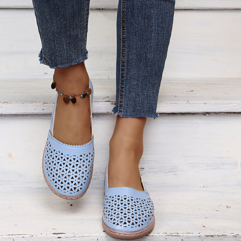 Women Wedges Orthopedic Hollow Out PU Summer Vintage Sandals