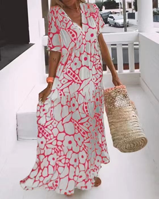 🎁New Short-sleeved Printed Dress