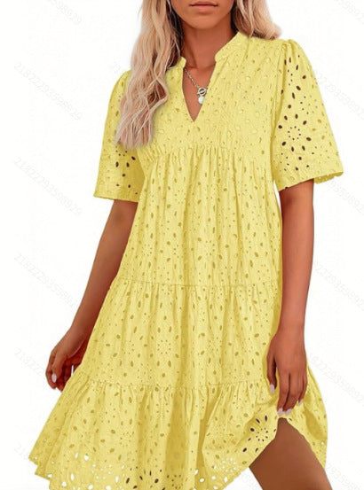 Women's elegant hollow casual mini dress