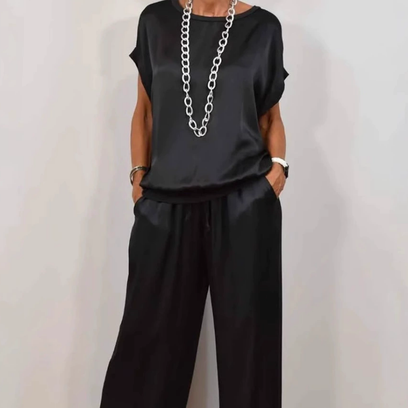 💕Women's Coton mercerisé Short Sleeve Top & Pants 2-Piece Set💕