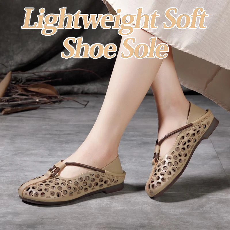 💥Retro Hollow Out Soft Leather Women Shoes