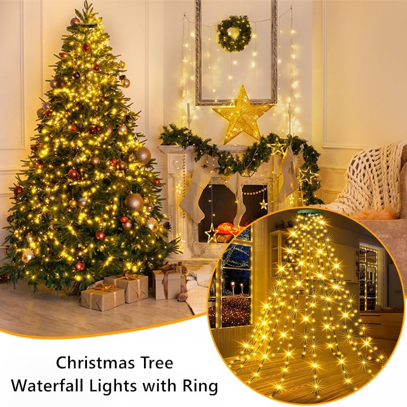 Christmas Pre-sale SALE🎄Christmas Tree Waterfall Lights with Ring