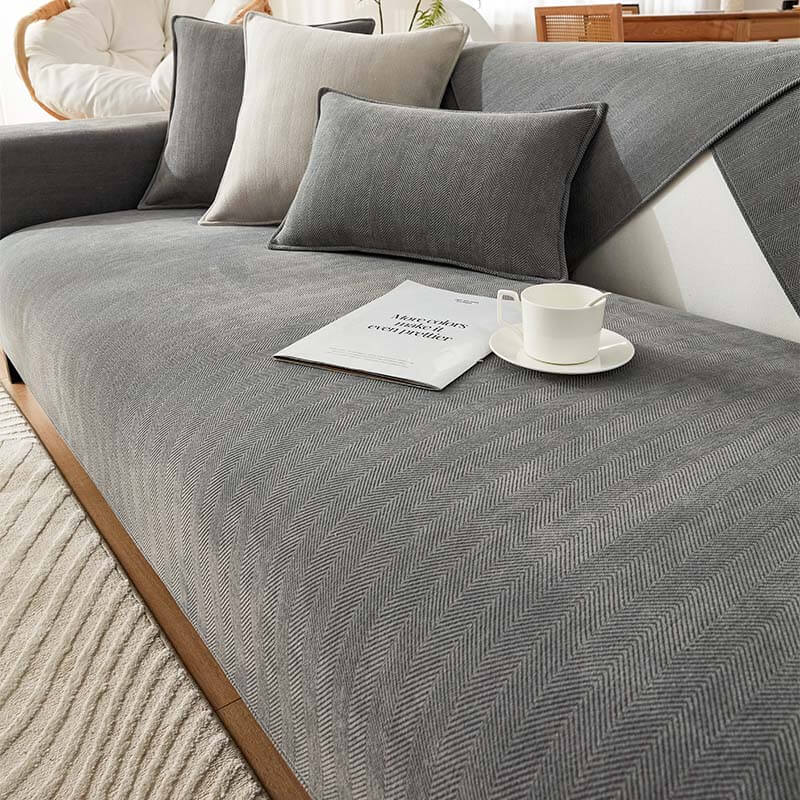 Solid Color Chenille Non-Slip Sofa Cover