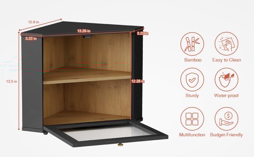 Kitchen countertop corner bread box