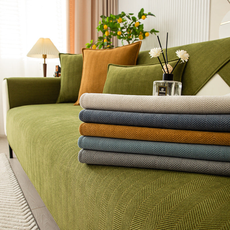 Solid Color Chenille Non-Slip Sofa Cover