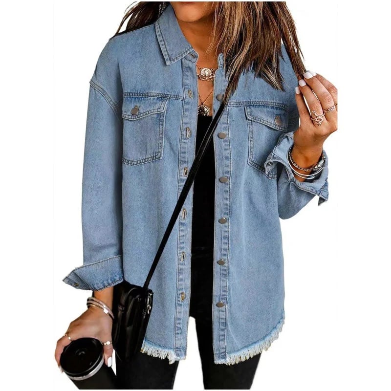 💕Women's Raw Edge Ripped Denim Jacket