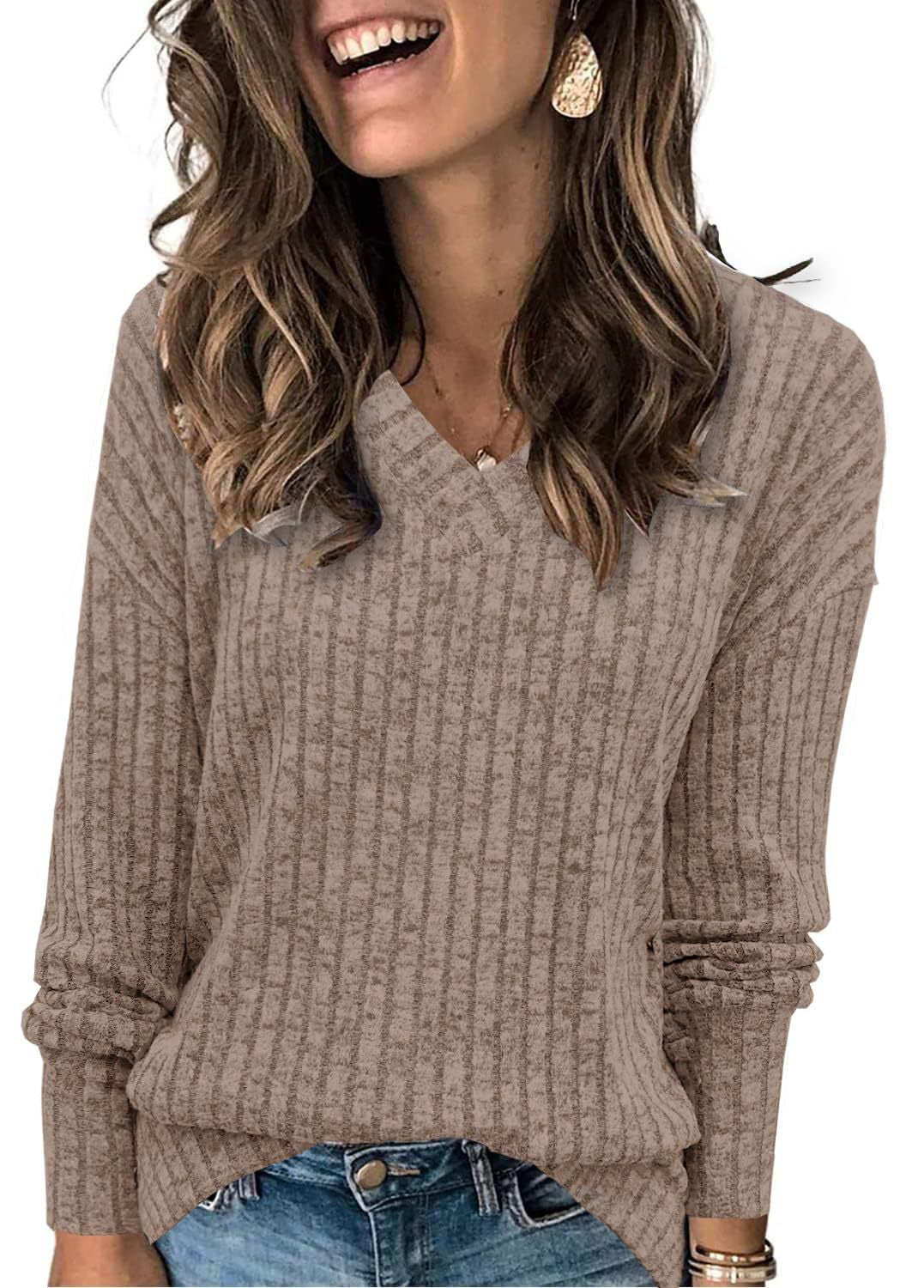 💖✨Women's V Neck Long Sleeve Solid Sweater