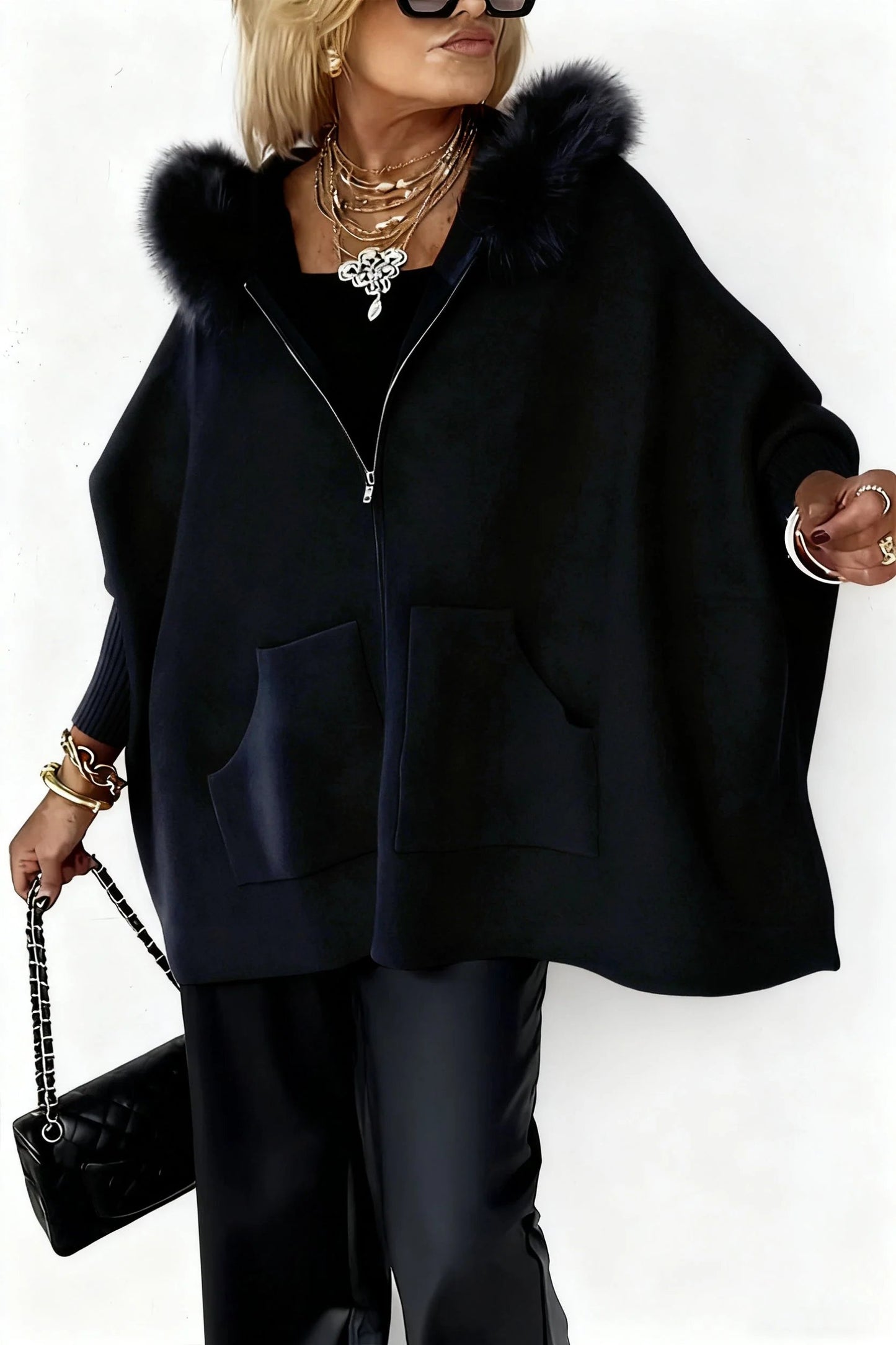 🧥Women Fur Collar Solid Color Casual Jacket