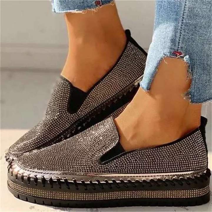 Women Rhinestone Platform Breathable Orthopedic Bunion Corrector Slip-on Shoes