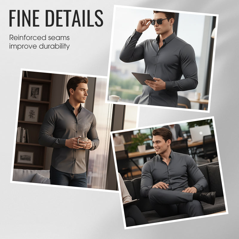 Men's Solid Color Lapel Long Sleeve Button-Down Shirts