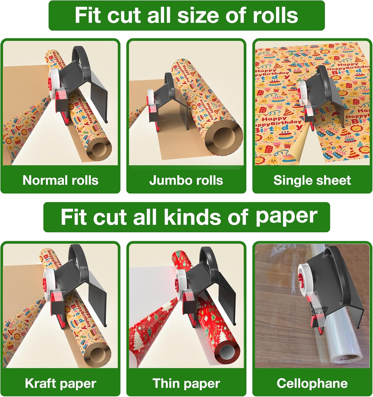 🎁🤩Wrapping paper cutter & tape dispenser dual use