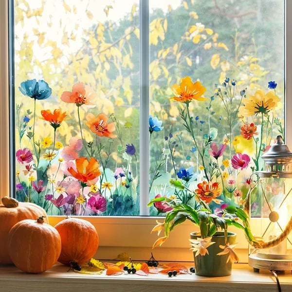 💐49% off this week 💐colorful floral bouquet window sticker🖼️