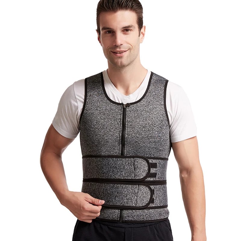 Men Body Shaper Sauna Vest Waist Trainer Double Belt