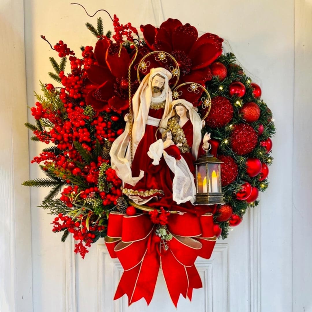 Sacred Christmas Wreath with Lights