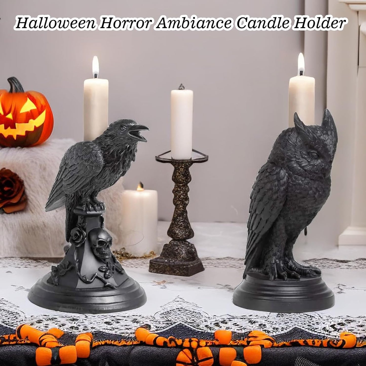 🔥Halloween Hot Sale - Gothic Style Resin Candlestick Figurines