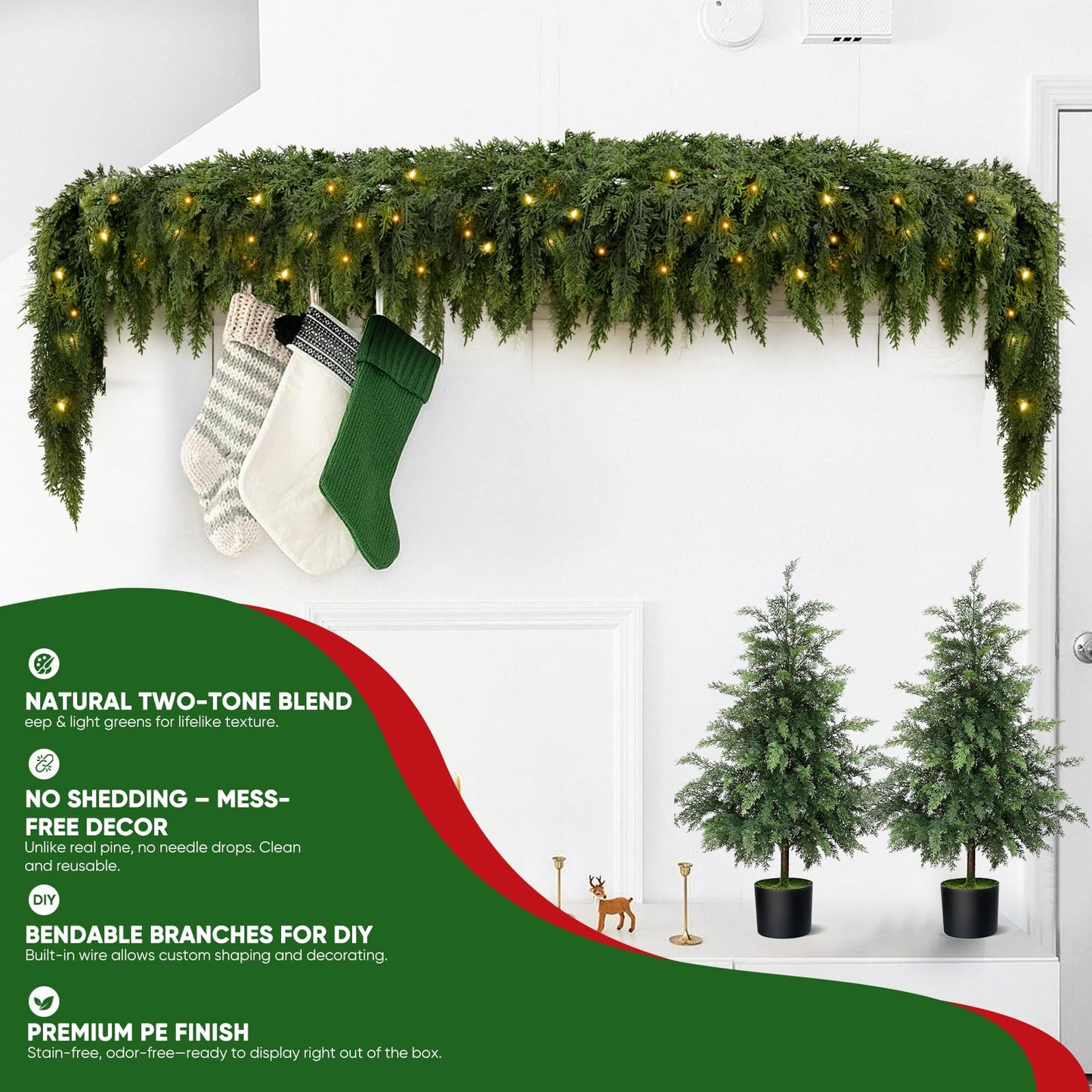 🏆HOT SALE💥 Pre-lit Christmas Cedar Garland