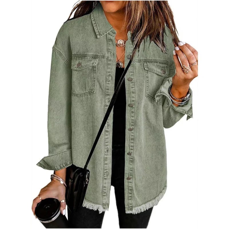 💕Women's Raw Edge Ripped Denim Jacket