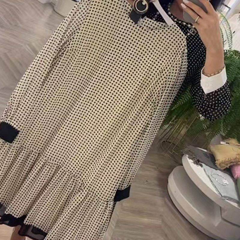 💃Women’s Elegant Round-neck Long-sleeve Polka Dot Dress