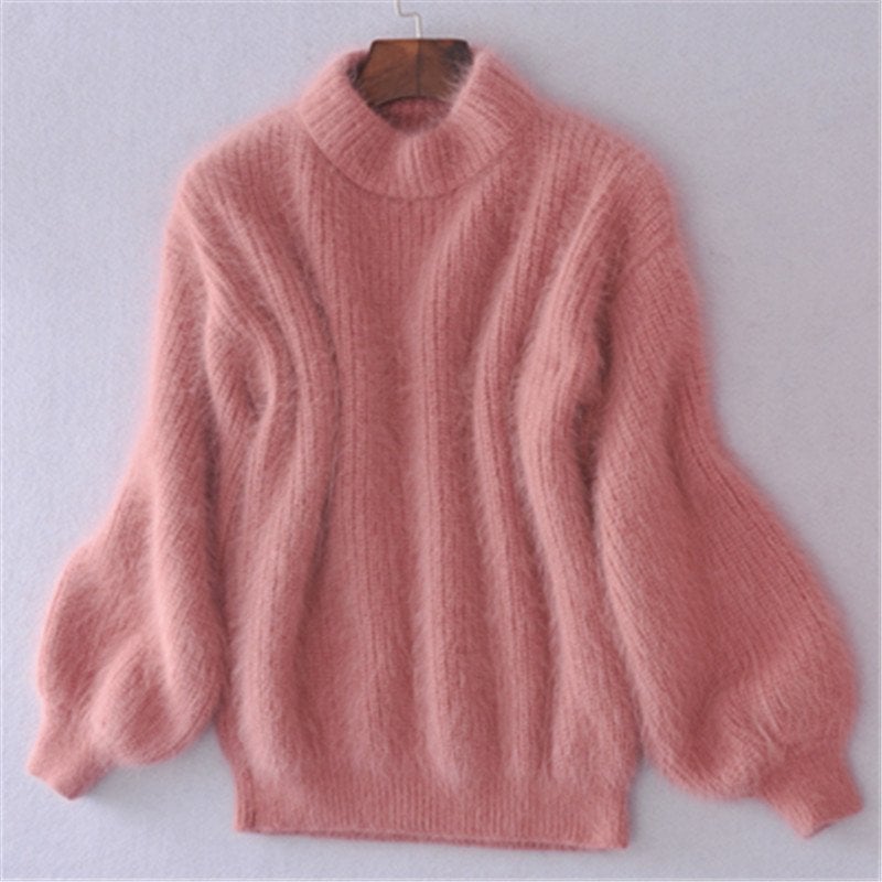 Loose Solid Color Knit Sweater - Vintage Angora Sweater