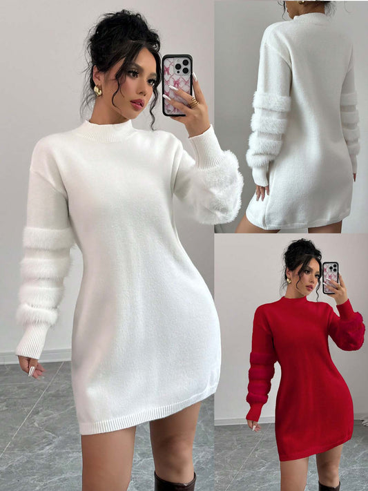 Knitted long-sleeved dress