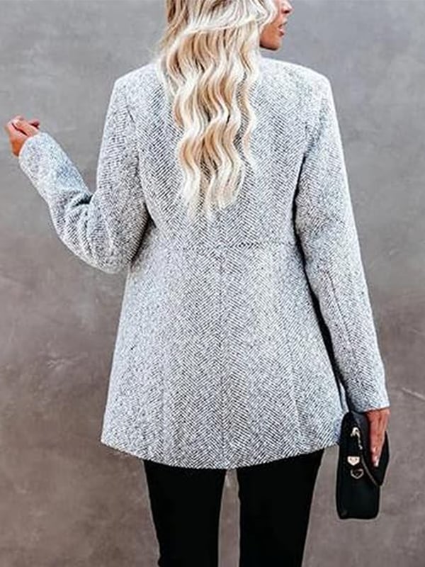 Women's Solid Color Pocket Long Sleeve Open Front Coat