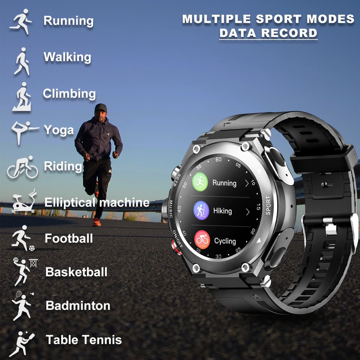 Smartwatch with Wireless Earphones(Works with iPhone & Android)