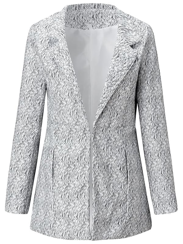 Women's Solid Color Pocket Long Sleeve Open Front Coat