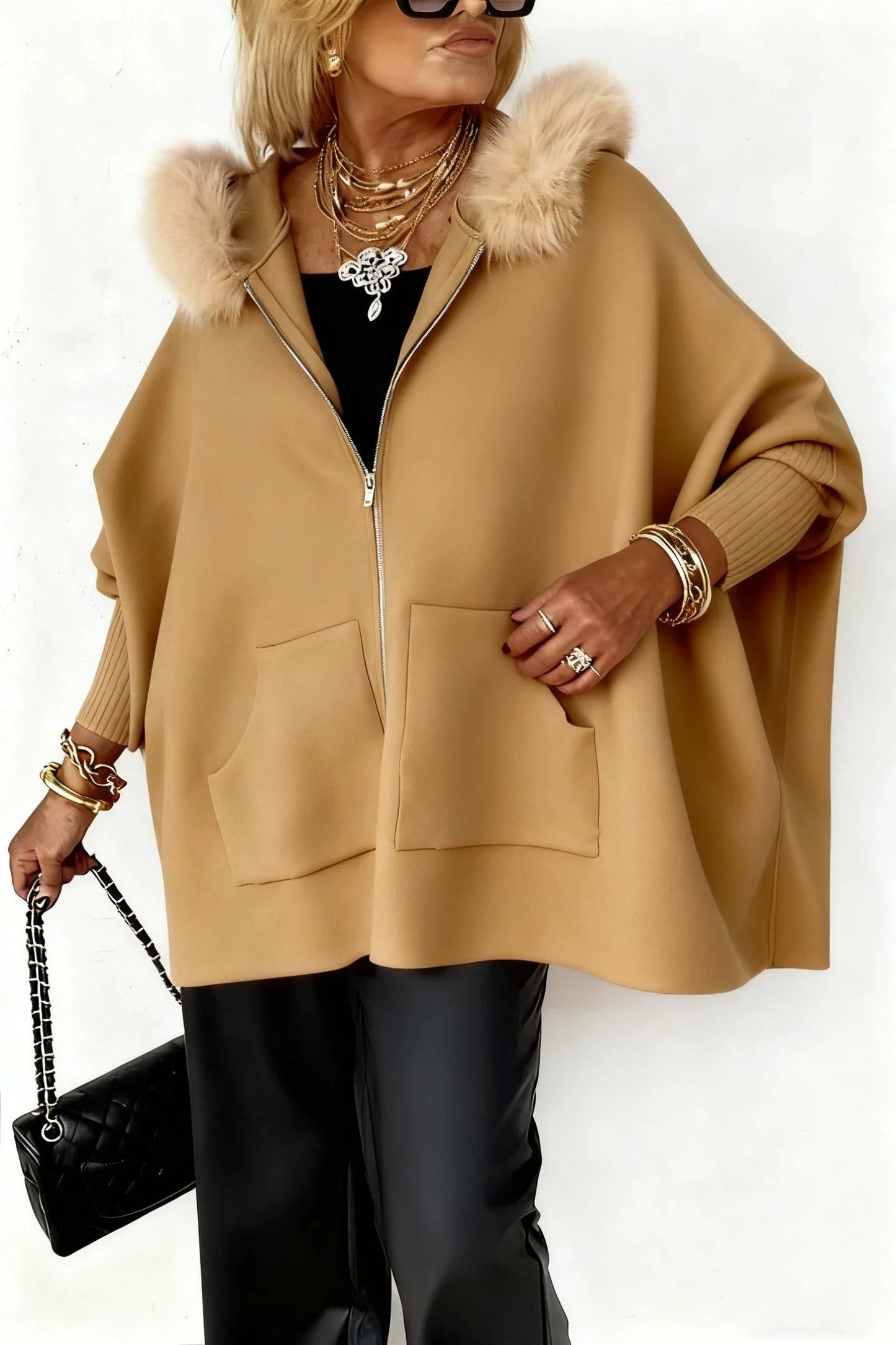 🧥Women Fur Collar Solid Color Casual Jacket