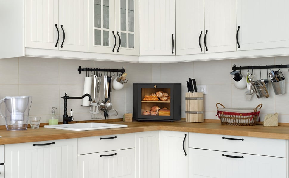 Kitchen countertop corner bread box
