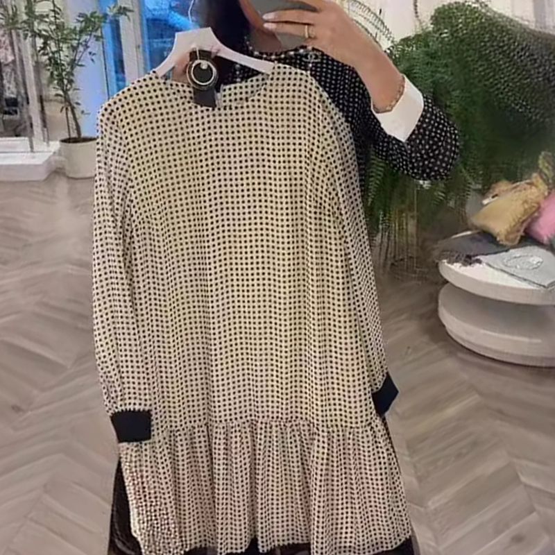 💃Women’s Elegant Round-neck Long-sleeve Polka Dot Dress