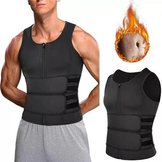 Men Body Shaper Sauna Vest Waist Trainer Double Belt