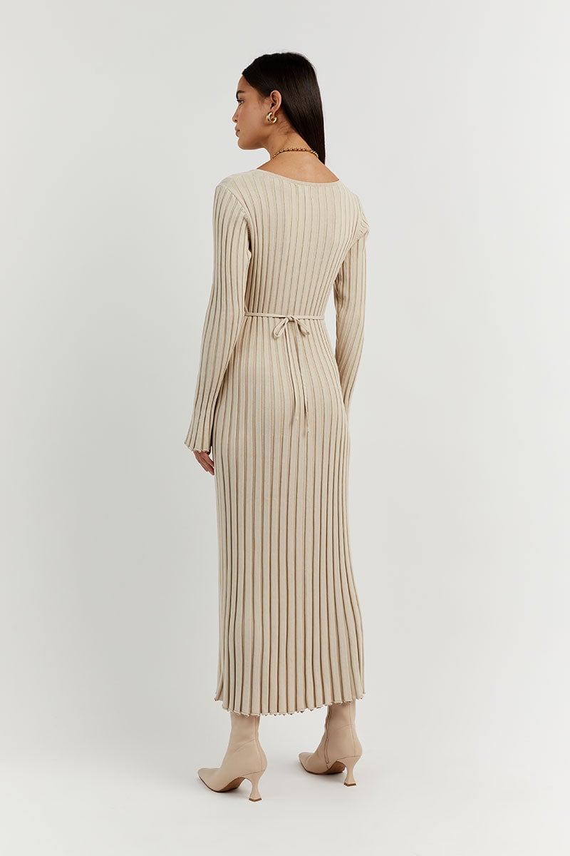 Long Sleeved Knit Midi Dress