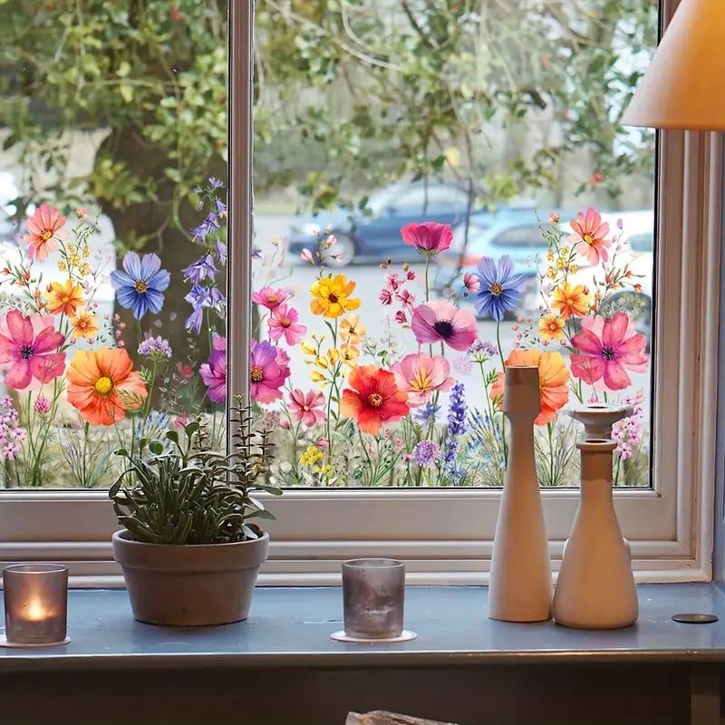 💐49% off this week 💐colorful floral bouquet window sticker🖼️