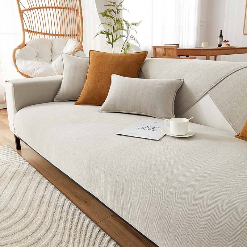 Solid Color Chenille Non-Slip Sofa Cover