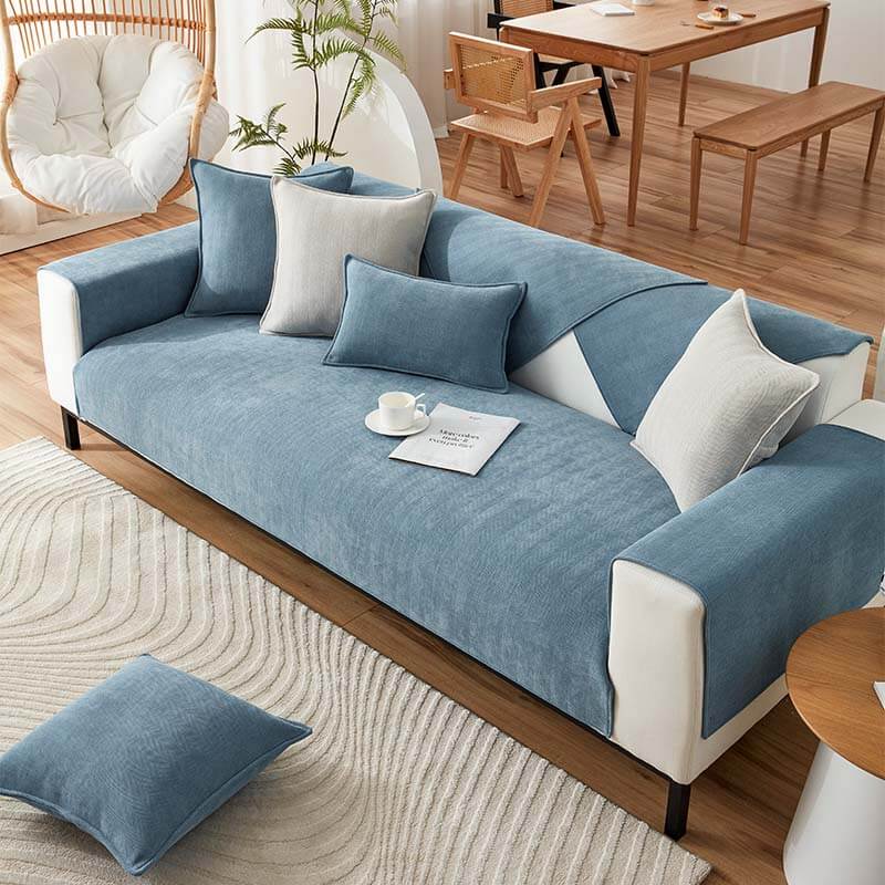 Solid Color Chenille Non-Slip Sofa Cover