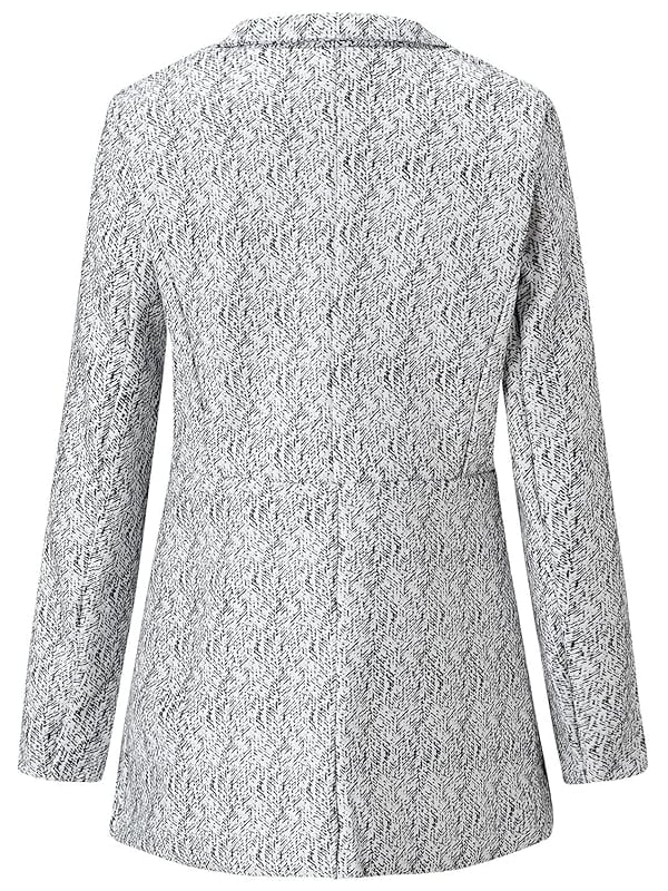 Women's Solid Color Pocket Long Sleeve Open Front Coat