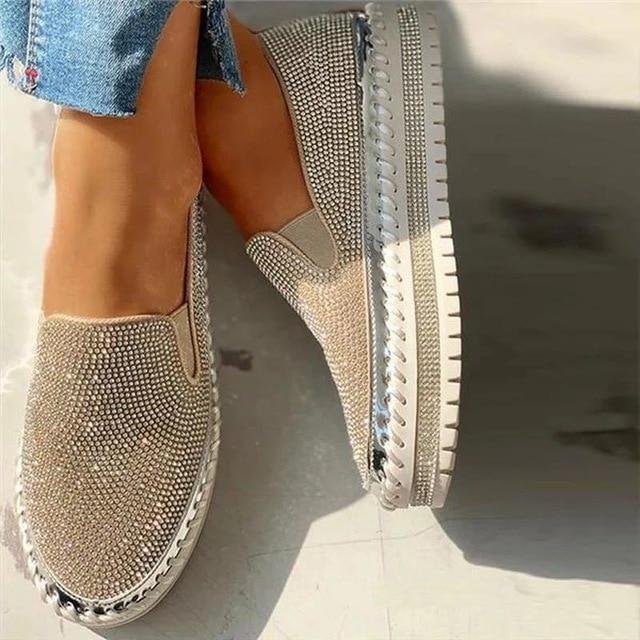 Women Rhinestone Platform Breathable Orthopedic Bunion Corrector Slip-on Shoes