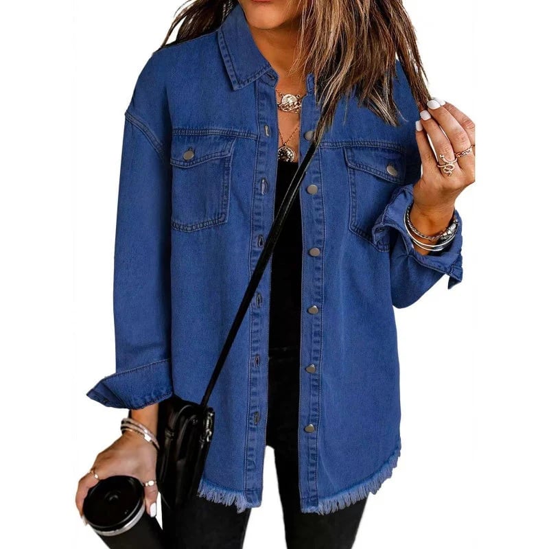 💕Women's Raw Edge Ripped Denim Jacket