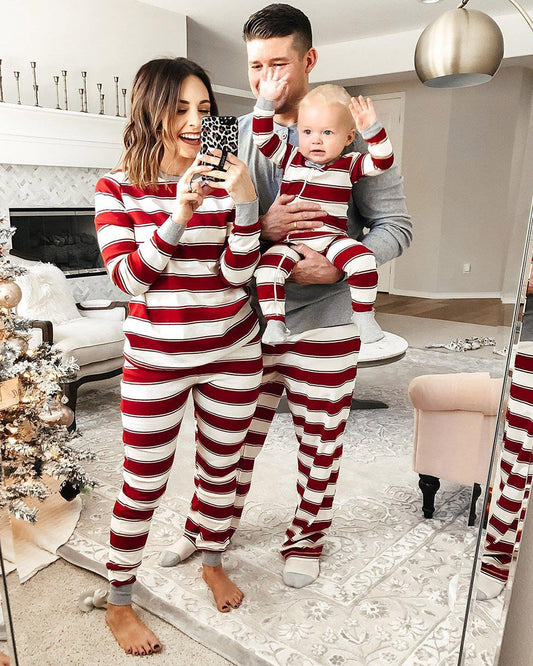 Christmas Red Striped Family Pajamas