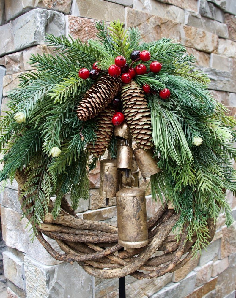 Early Christmas Sale🍭Farmhouse Christmas Wreath Boho Wreath Holiday Wreath