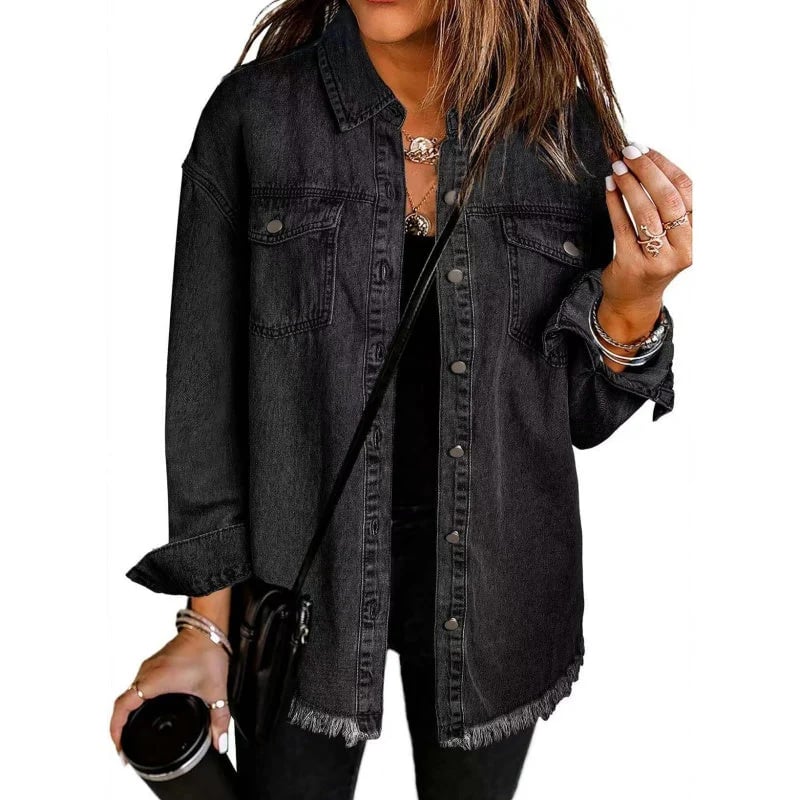 💕Women's Raw Edge Ripped Denim Jacket