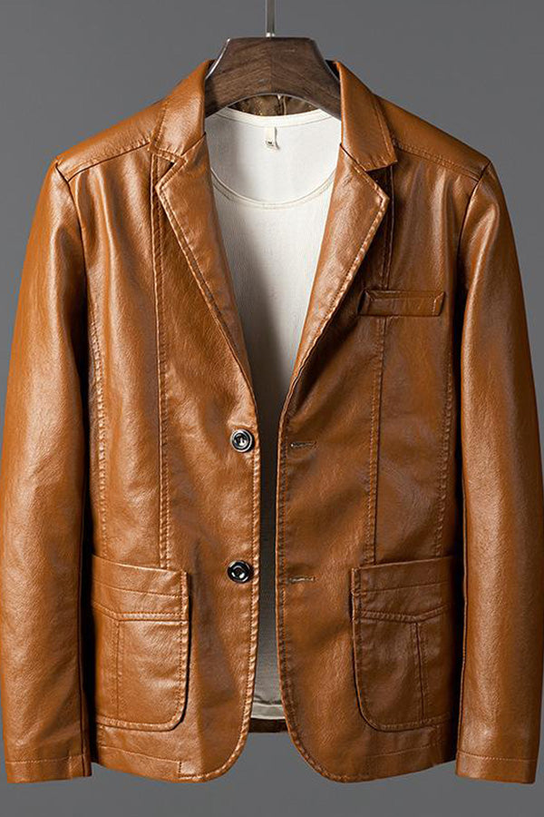 Men Sports Kahki Leather Jacket