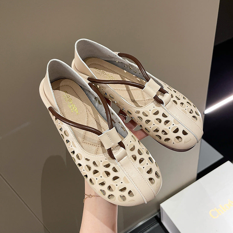 💥Retro Hollow Out Soft Leather Women Shoes