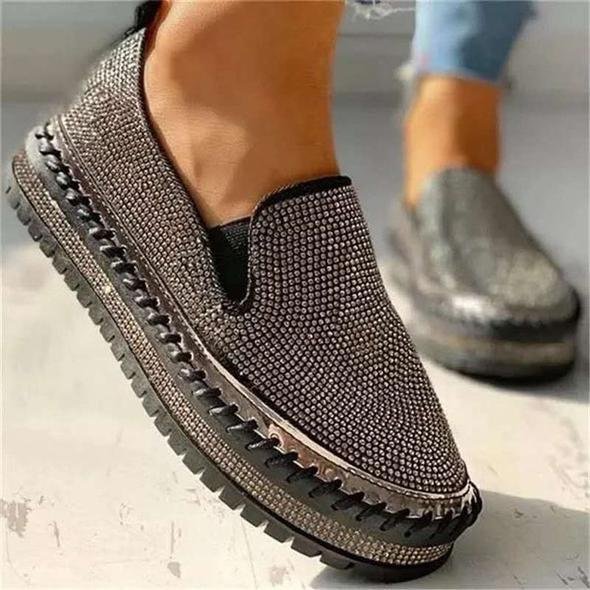 Women Rhinestone Platform Breathable Orthopedic Bunion Corrector Slip-on Shoes