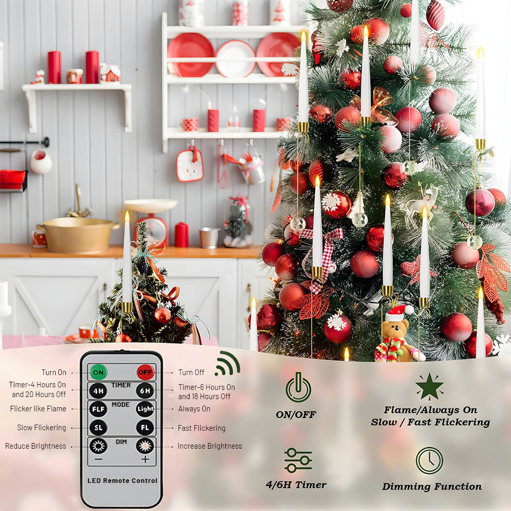 🎄Christmas Tree Led Candles with Clear Crystal Ball Hook