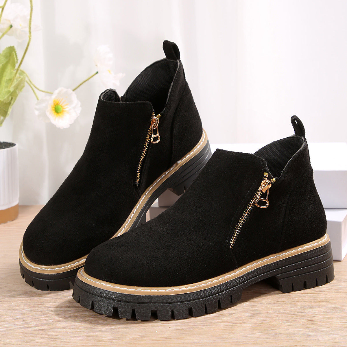 Women's Fashion Solid Color Ankle Boots