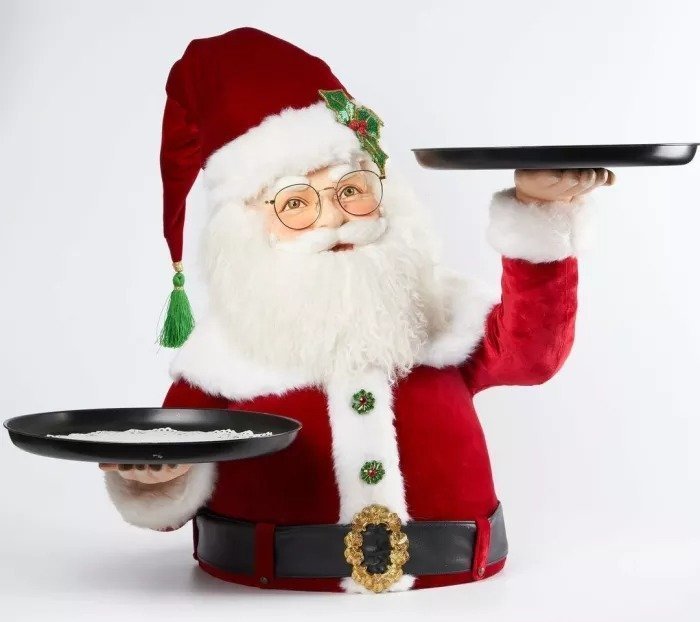 Santa Holdings Tray Figurine